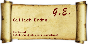 Gillich Endre névjegykártya